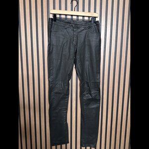 Ilaria Nistri Pants 40 Womens Black Wax Low Rise Ankle Suede Stretch Fabric